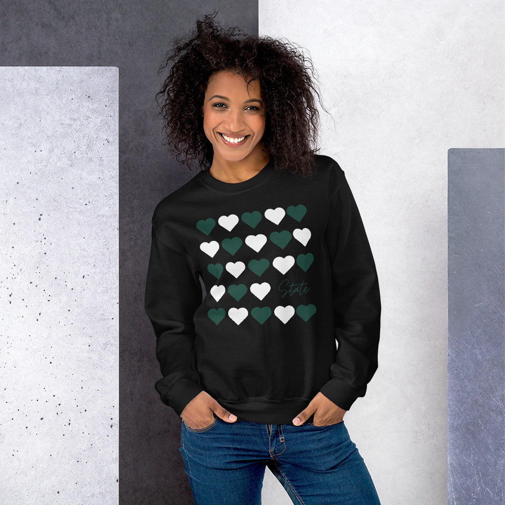 Michigan State University Hearts Unisex Crewneck