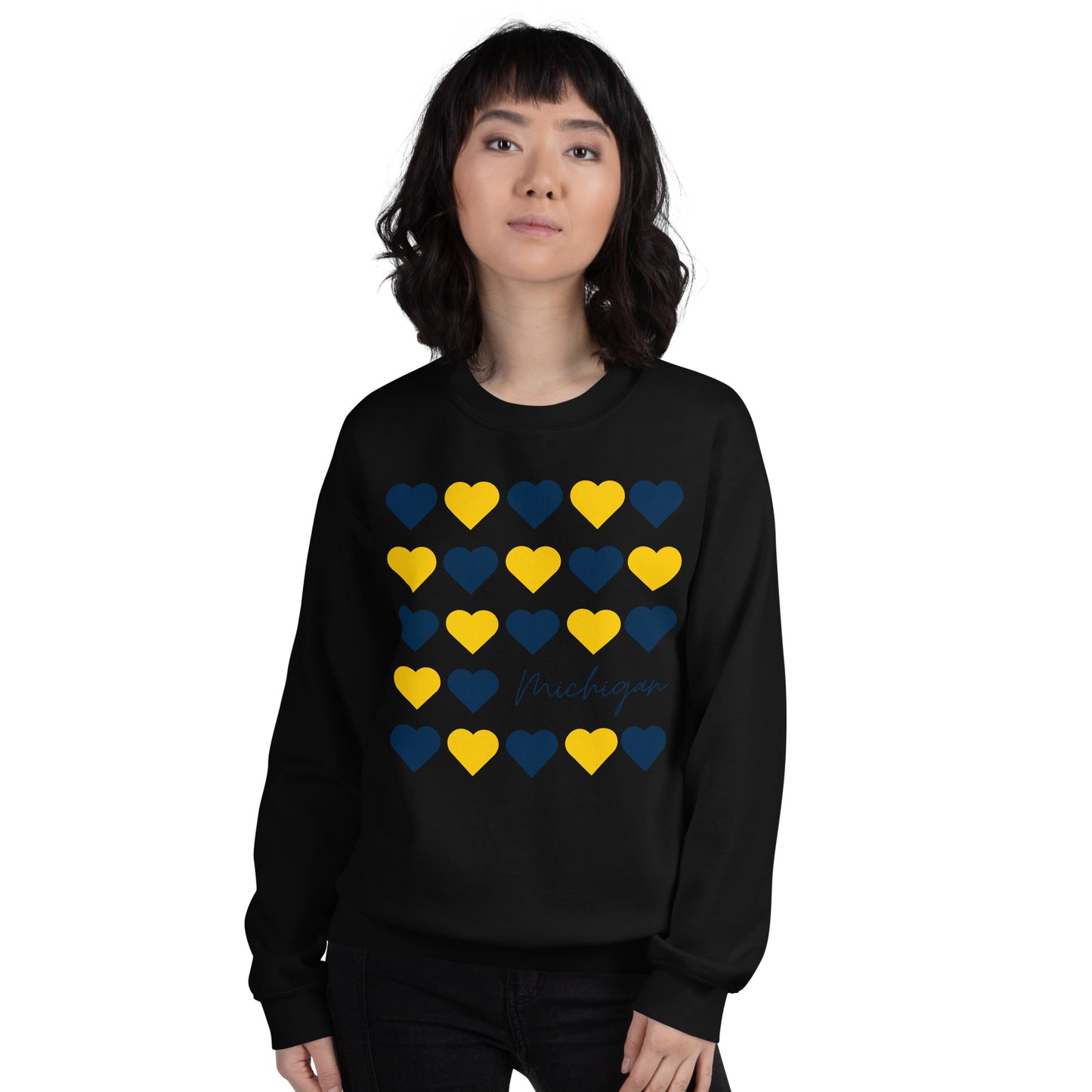 University of Michigan Hearts Unisex Crewneck