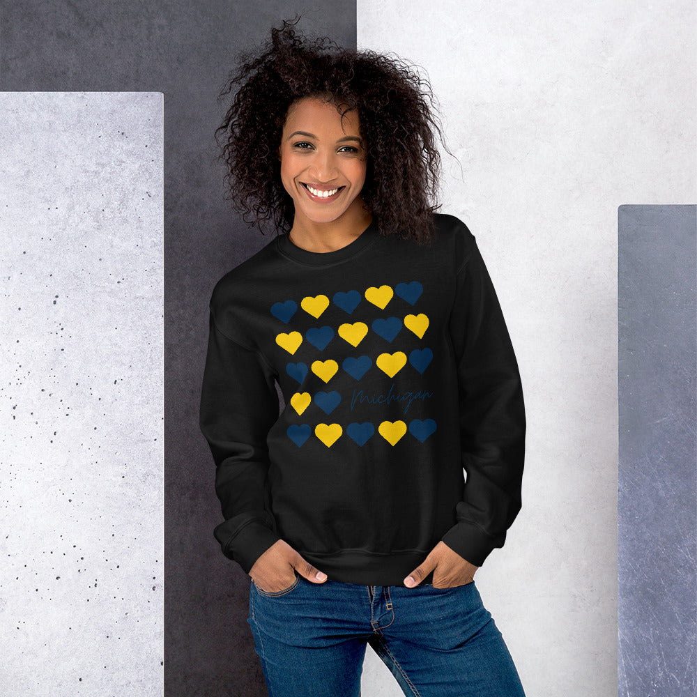 University of Michigan Hearts Unisex Crewneck