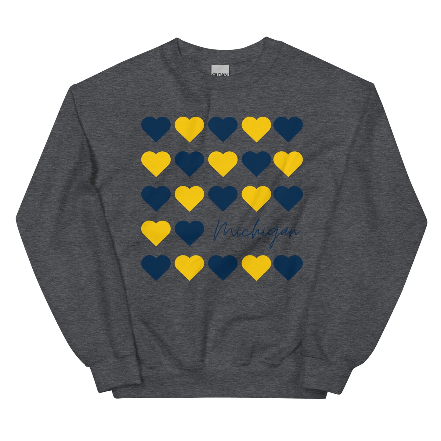 University of Michigan Hearts Unisex Crewneck