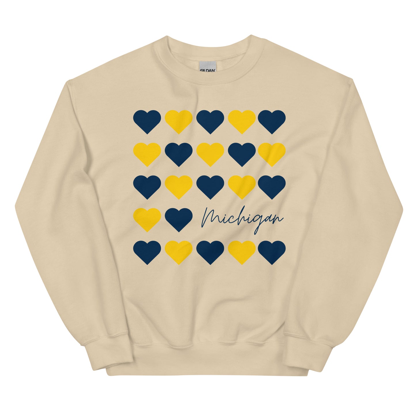 University of Michigan Hearts Unisex Crewneck