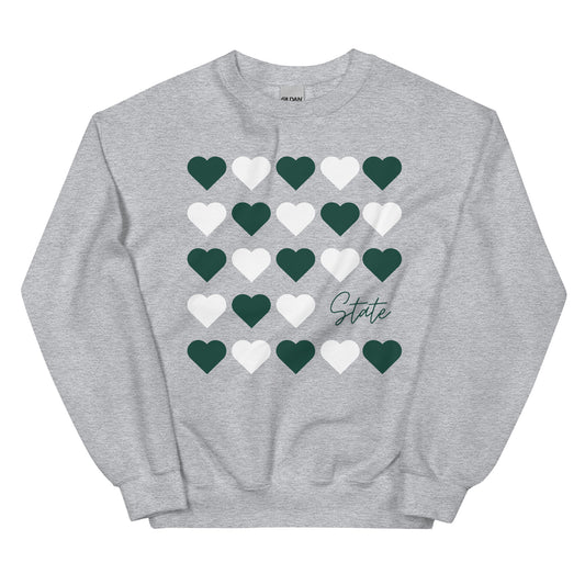 Michigan State University Hearts Unisex Crewneck