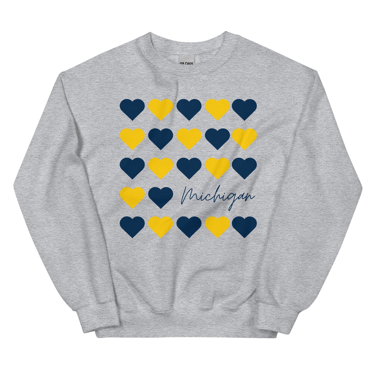 University of Michigan Hearts Unisex Crewneck