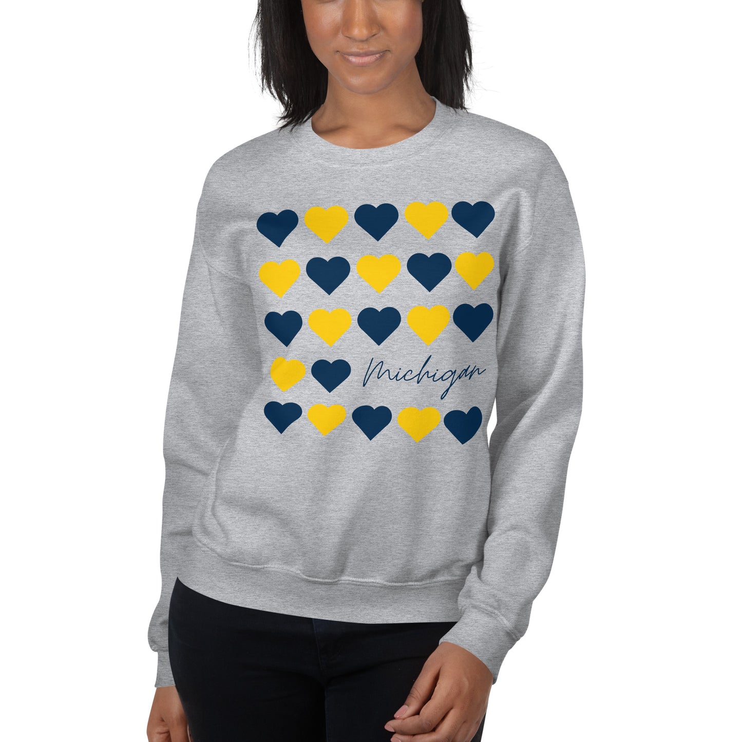 University of Michigan Hearts Unisex Crewneck