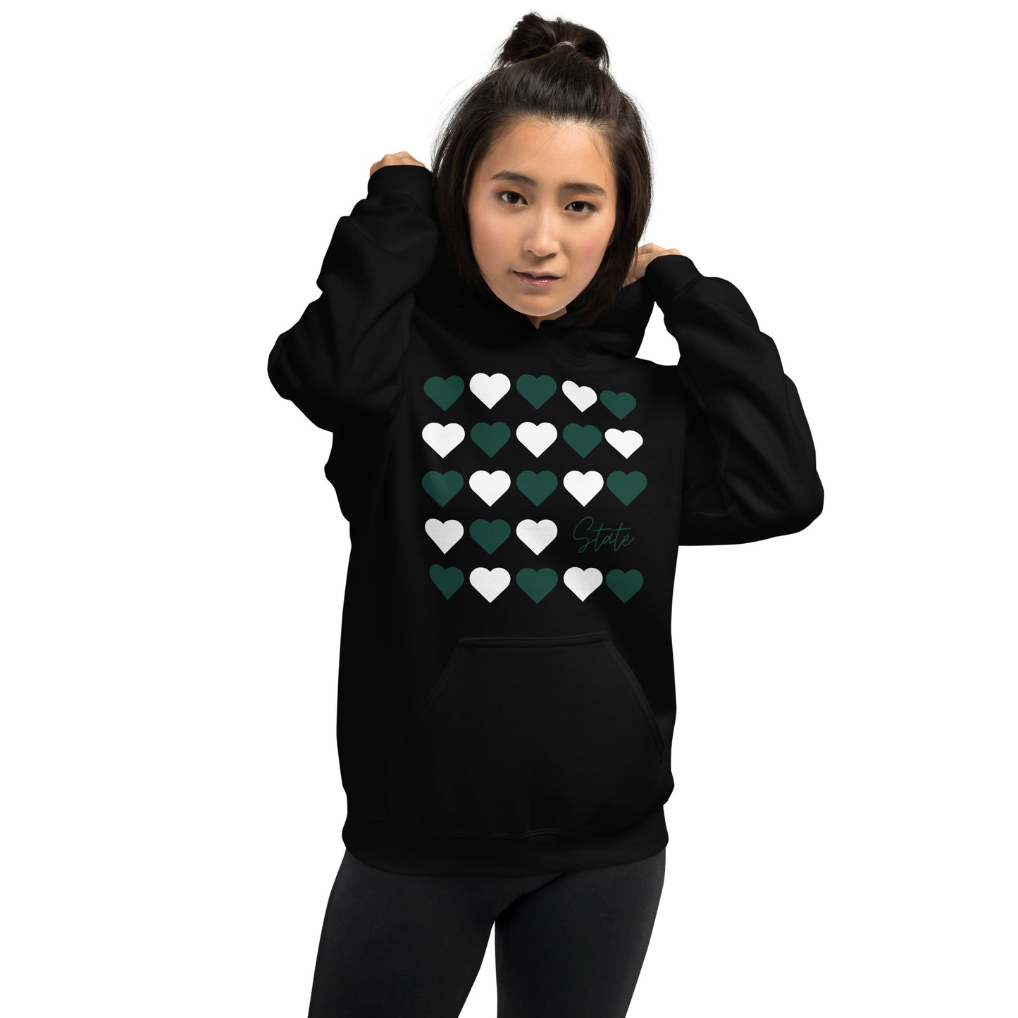 Michigan State University Hearts Unisex Hoodie