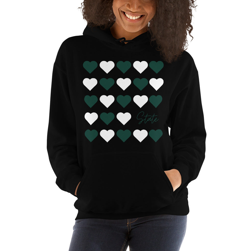 Michigan State University Hearts Unisex Hoodie