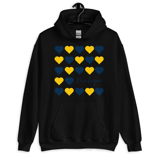 University of Michigan Hearts Unisex Hoodie