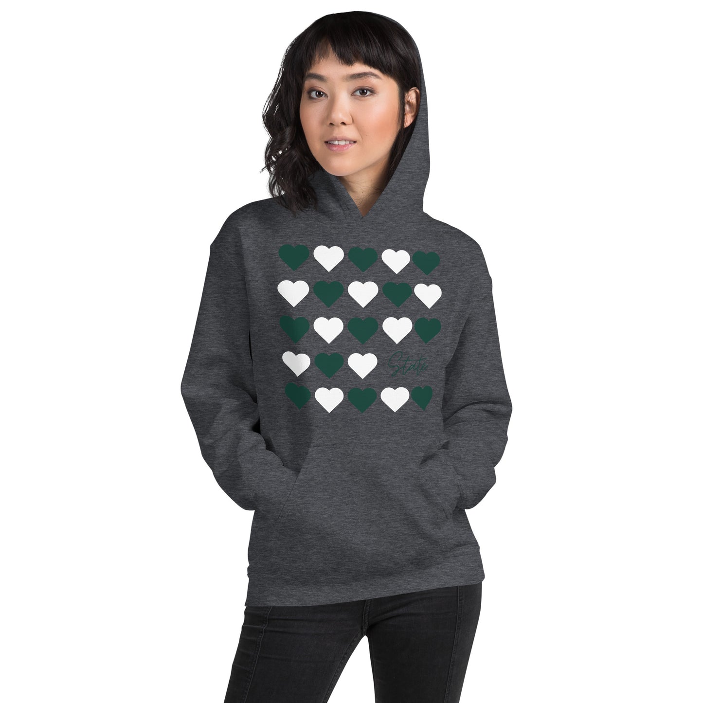 Michigan State University Hearts Unisex Hoodie