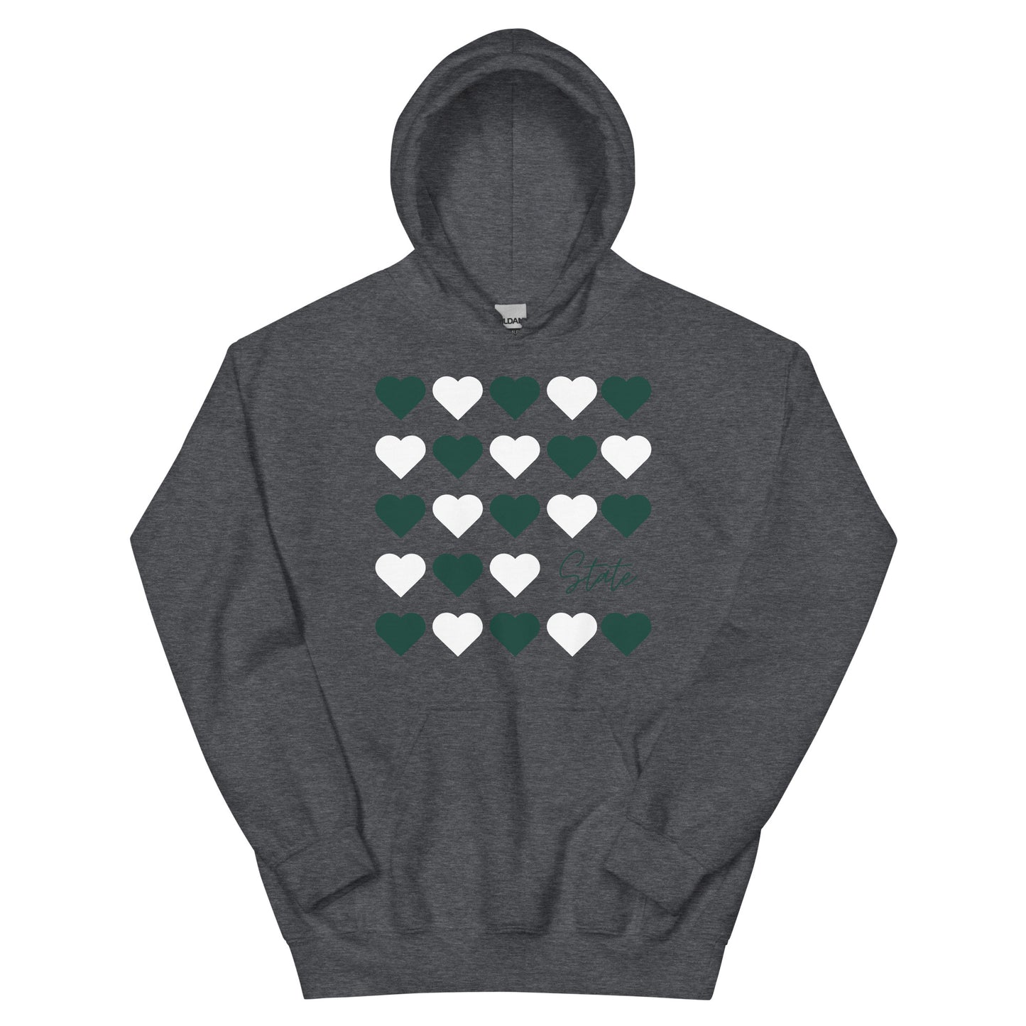 Michigan State University Hearts Unisex Hoodie