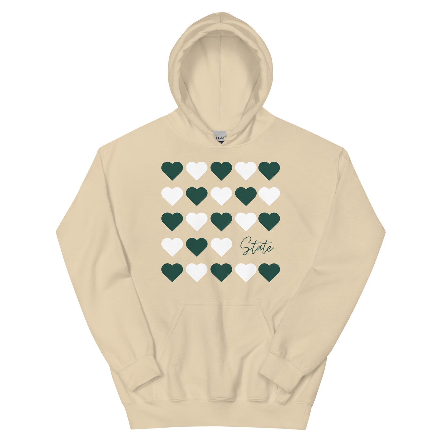 Michigan State University Hearts Unisex Hoodie