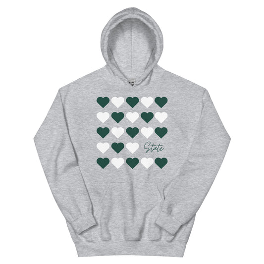 Michigan State University Hearts Unisex Hoodie