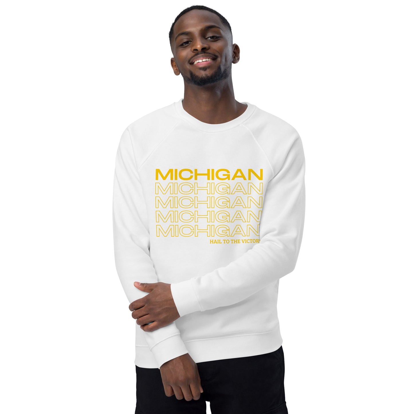 University of Michigan Have a Good Day Unisex Organic Raglan Sweatshirt