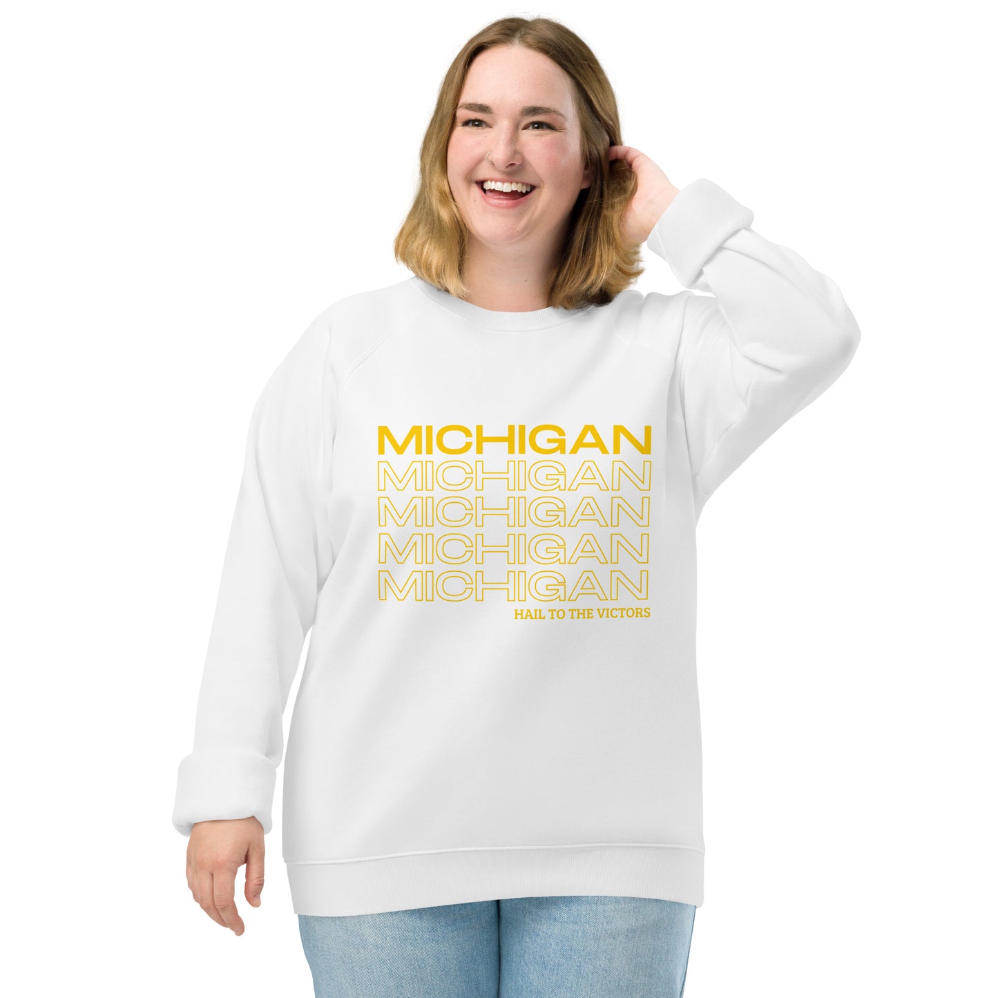 University of Michigan Have a Good Day Unisex Organic Raglan Sweatshirt