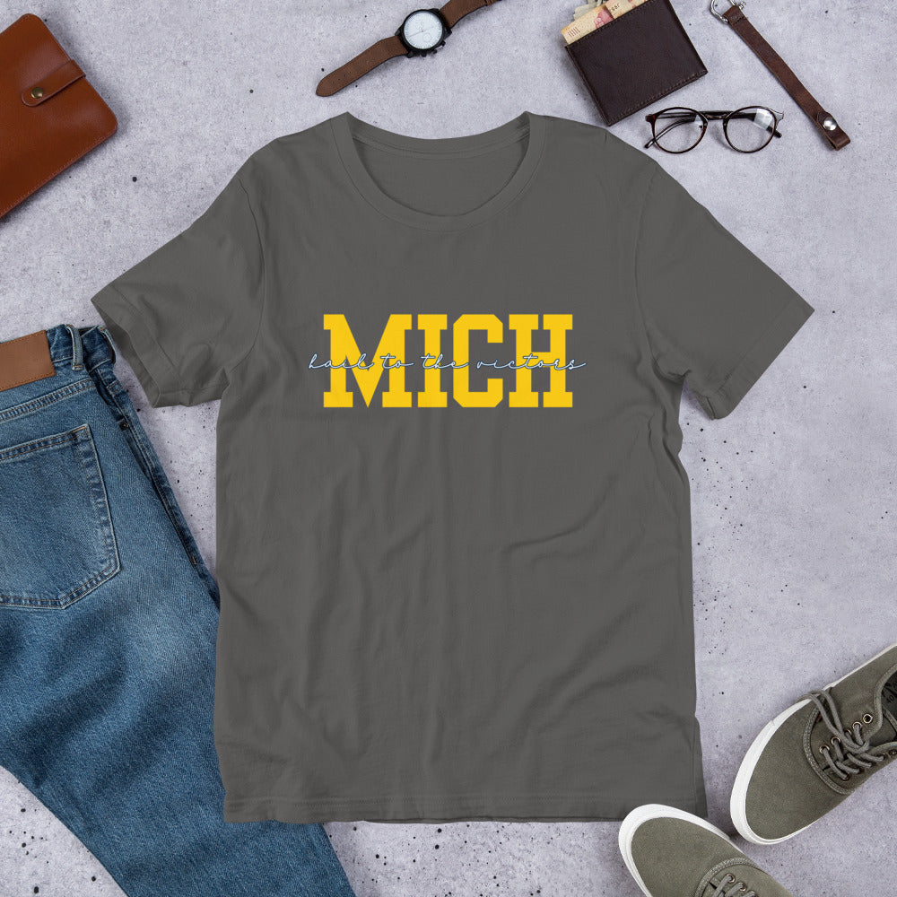 University of Michigan Yellow "Hail" Unisex t-shirt