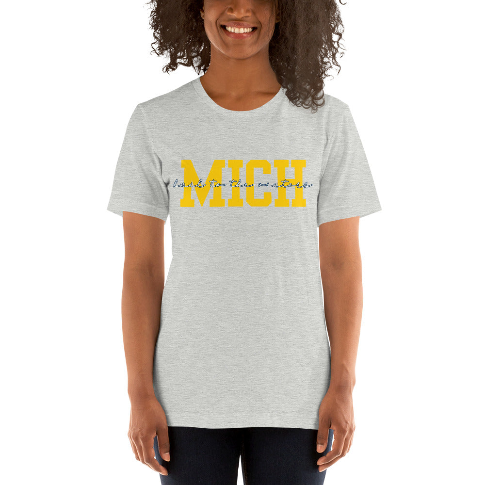 University of Michigan Yellow "Hail" Unisex t-shirt