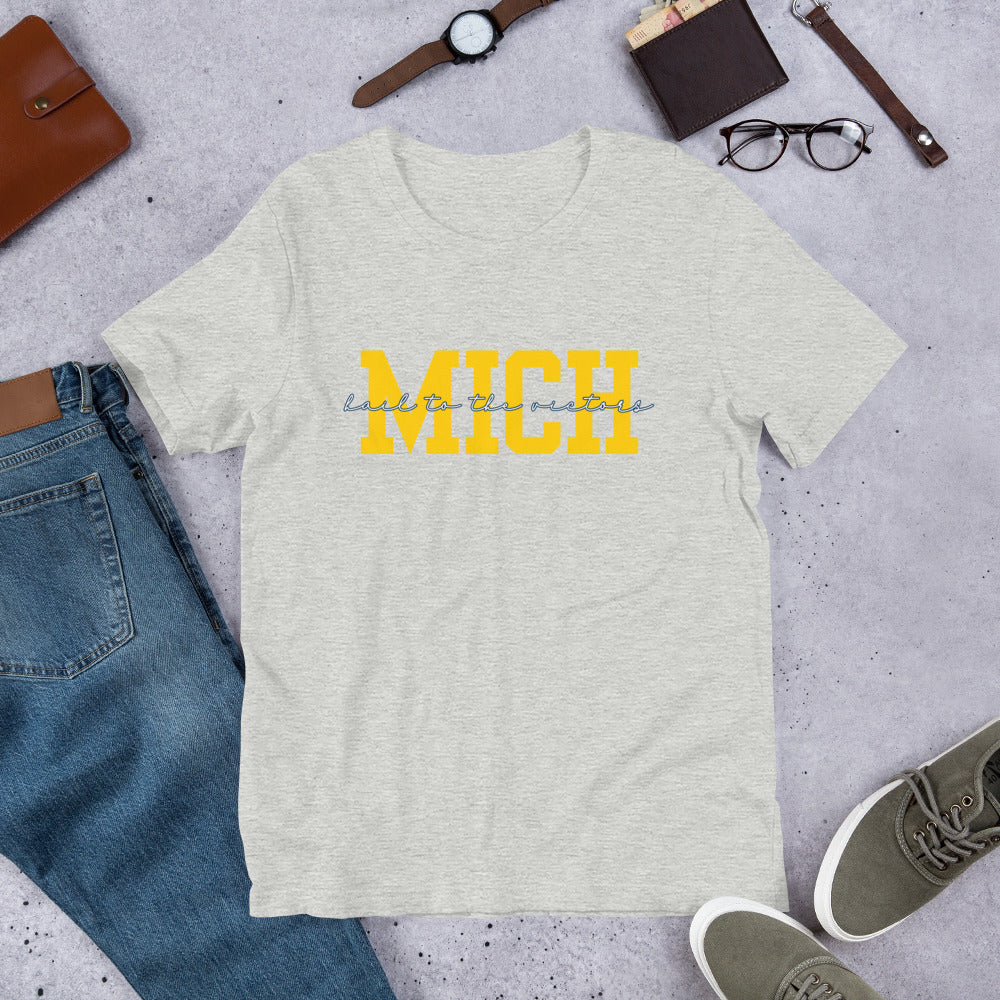 University of Michigan Yellow "Hail" Unisex t-shirt