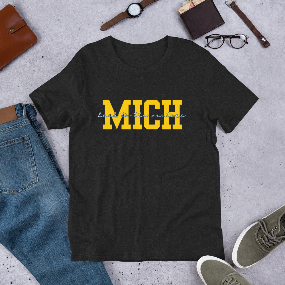 University of Michigan Yellow "Hail" Unisex t-shirt