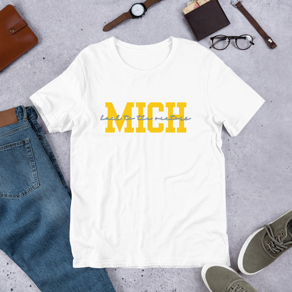 University of Michigan Yellow "Hail" Unisex t-shirt