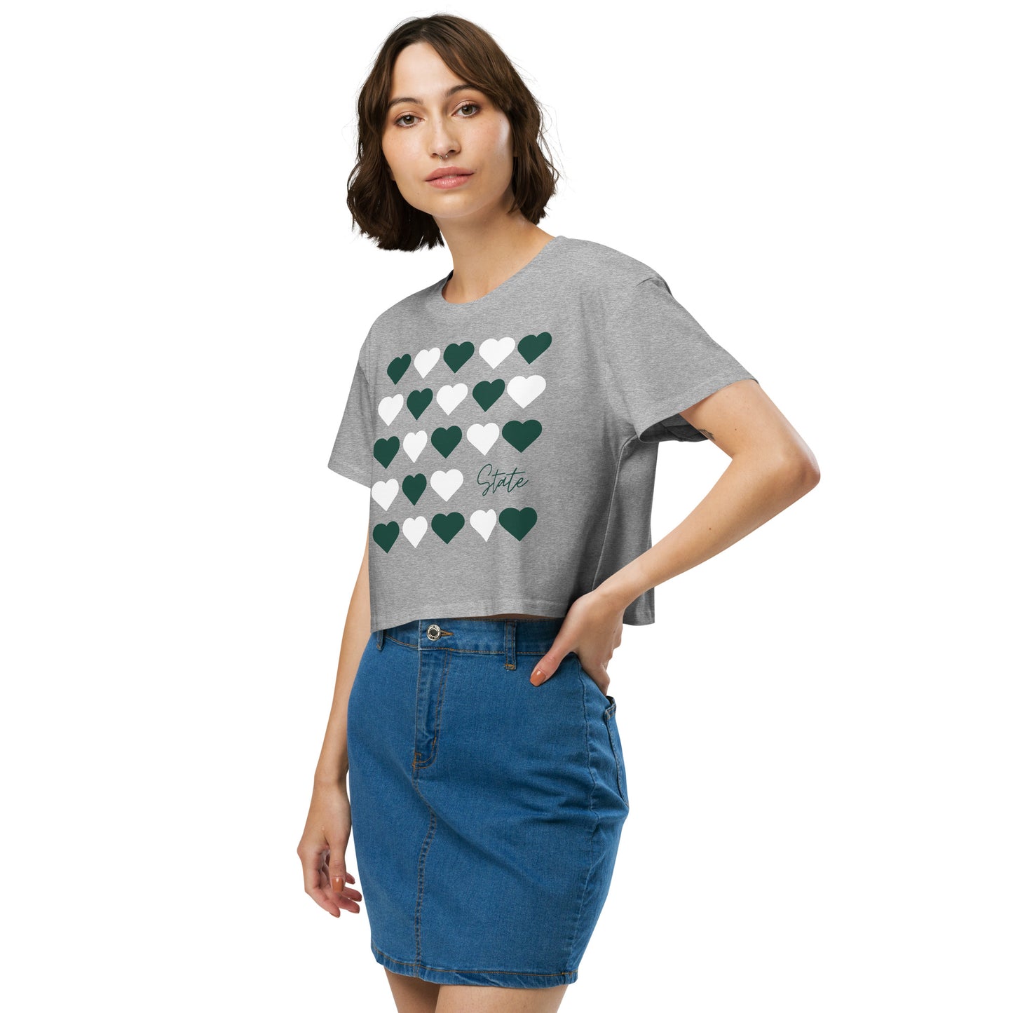 Michigan State University Hearts Women’s crop top