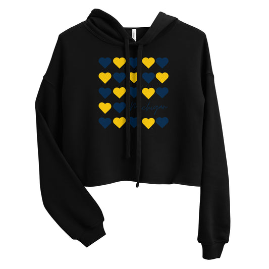 University of Michigan Hearts Crop Hoodie