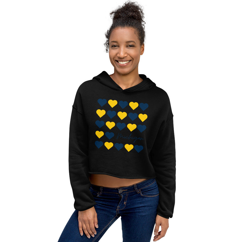 University of Michigan Hearts Crop Hoodie