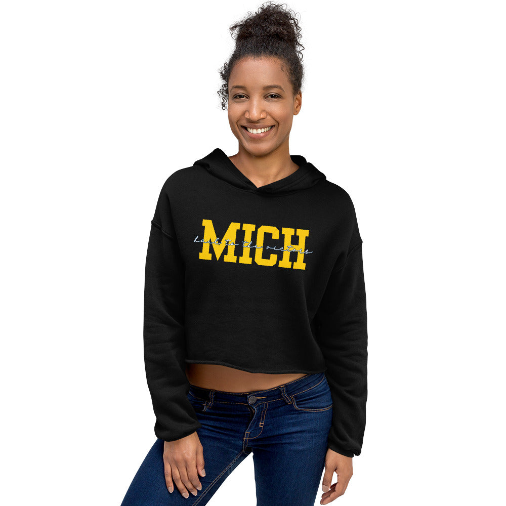 University of Michigan Yellow "Hail" Crop Hoodie