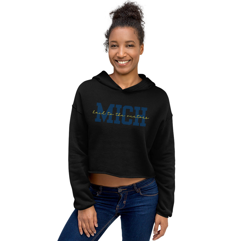 University of Michigan Blue "Hail" Crop Hoodie