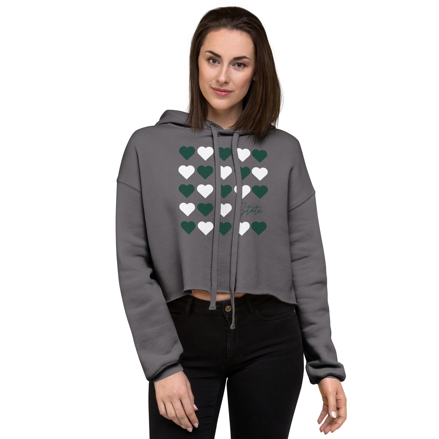 Michigan State University Hearts Crop Hoodie