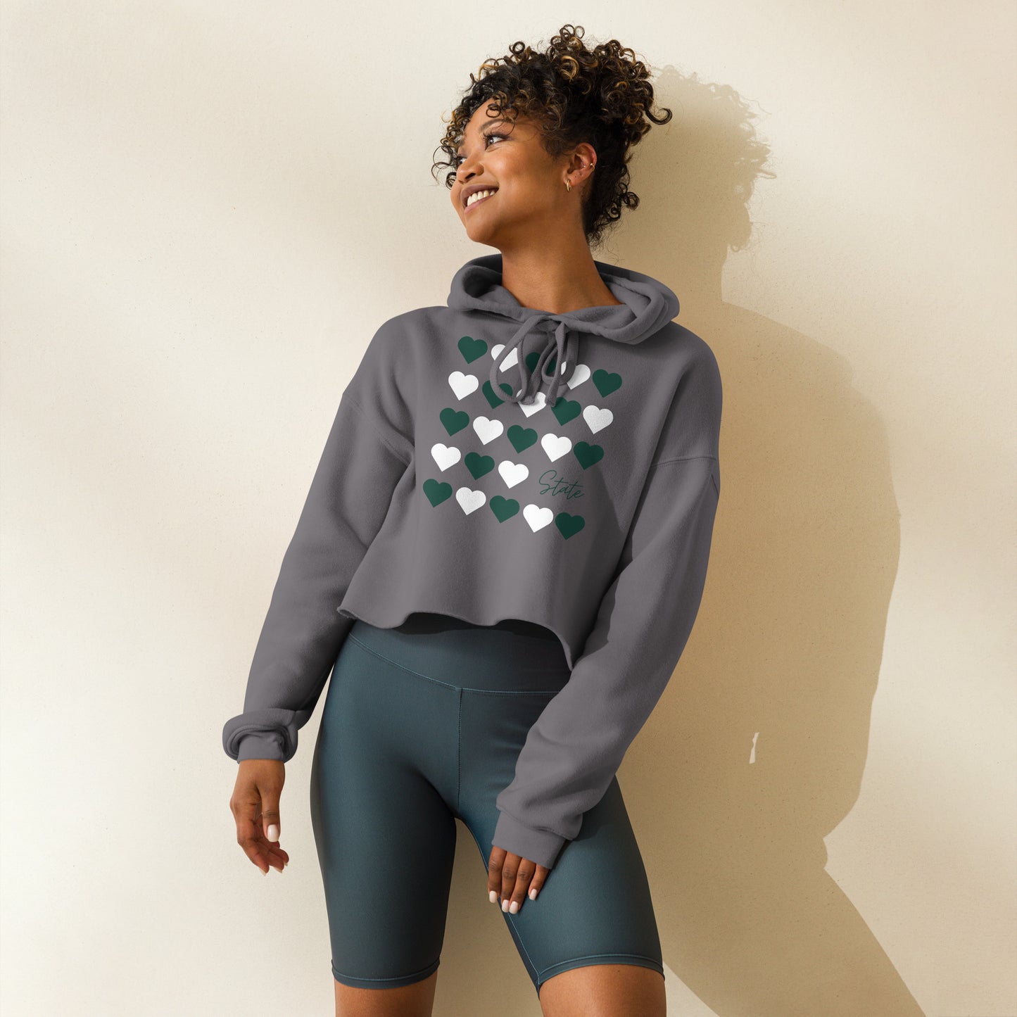 Michigan State University Hearts Crop Hoodie