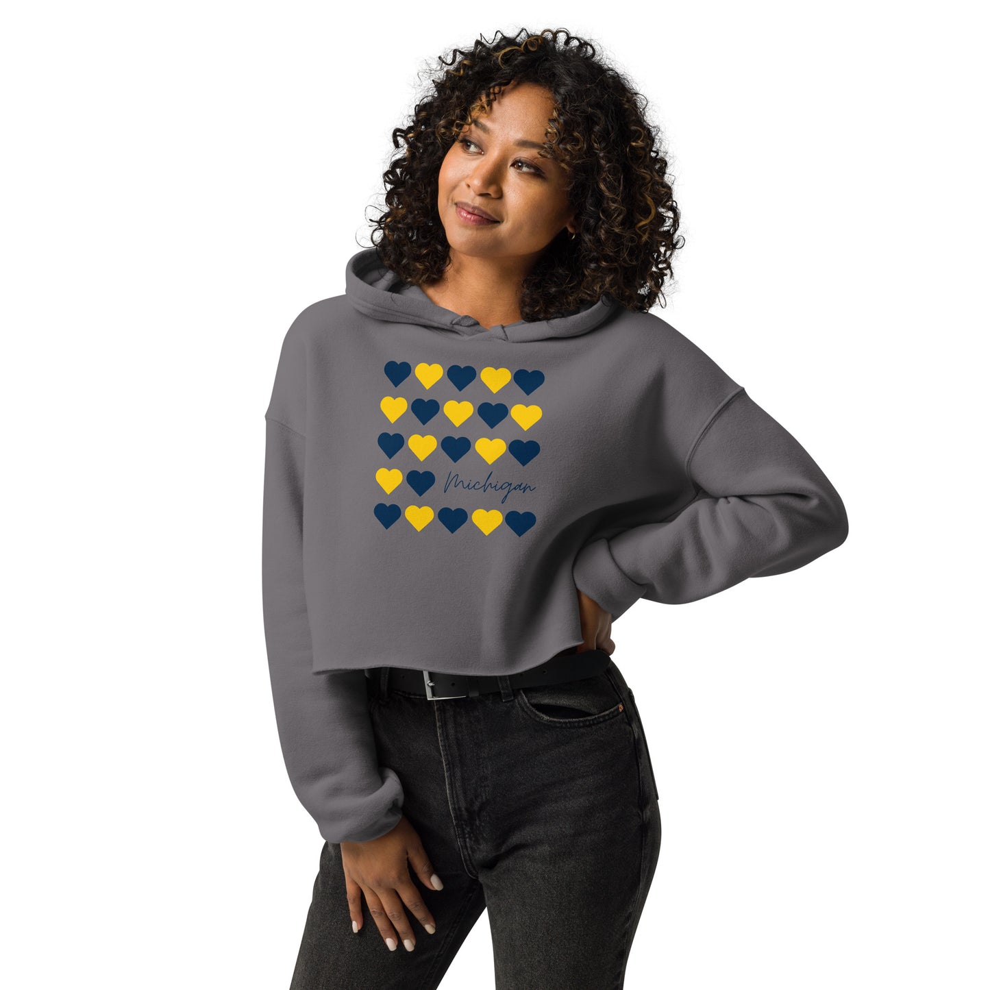 University of Michigan Hearts Crop Hoodie