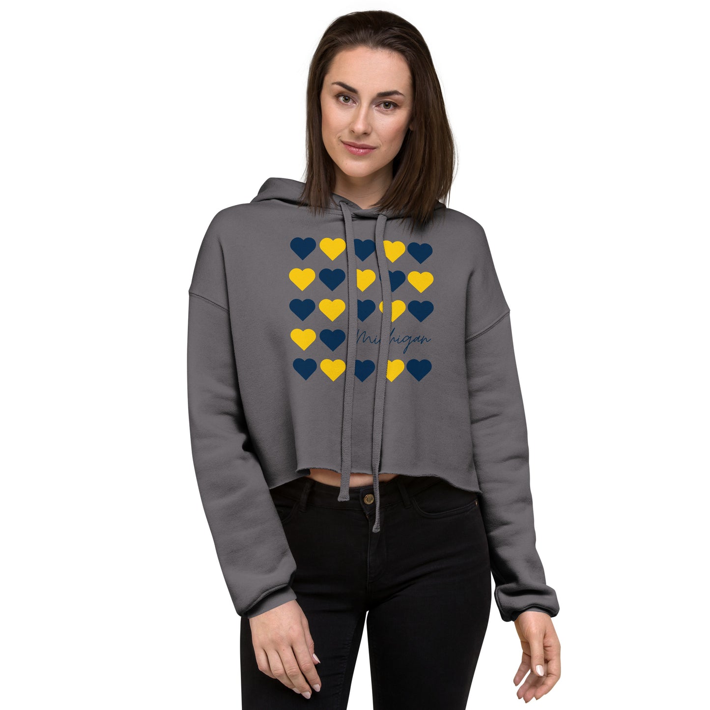 University of Michigan Hearts Crop Hoodie