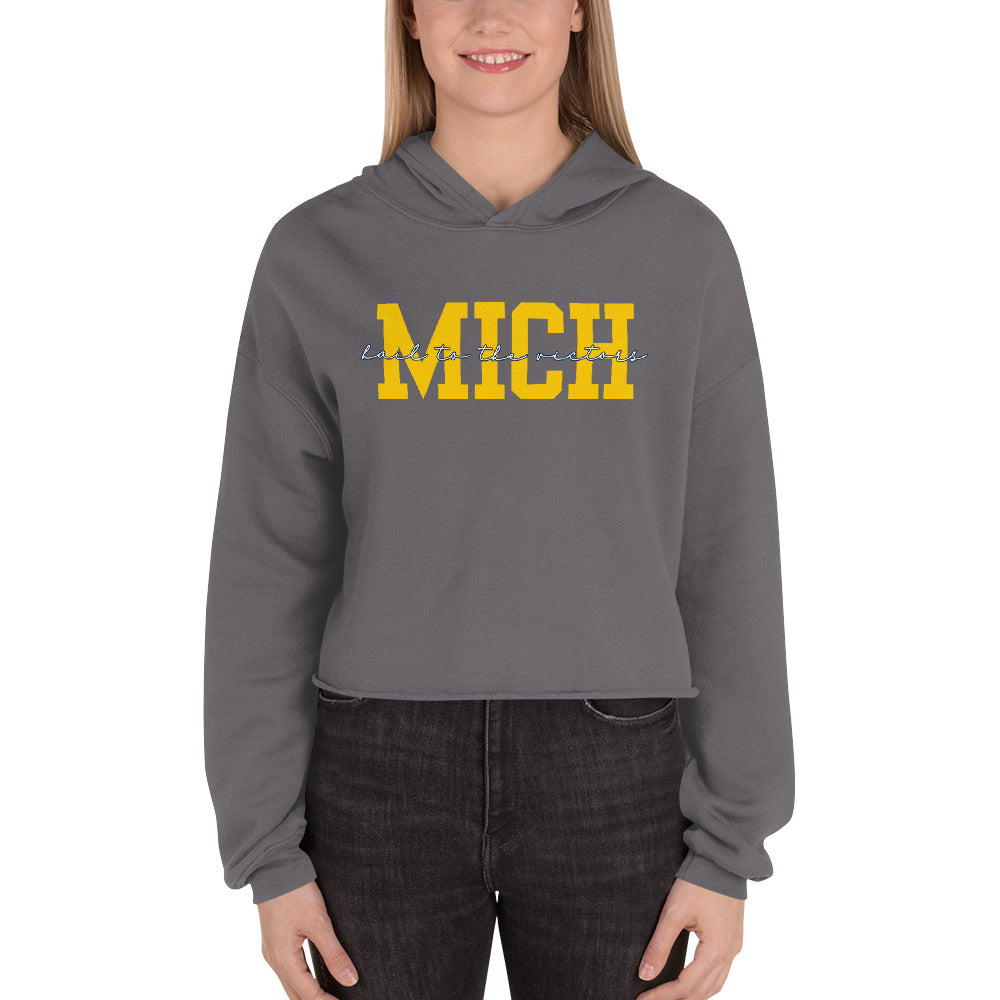 University of Michigan Yellow "Hail" Crop Hoodie