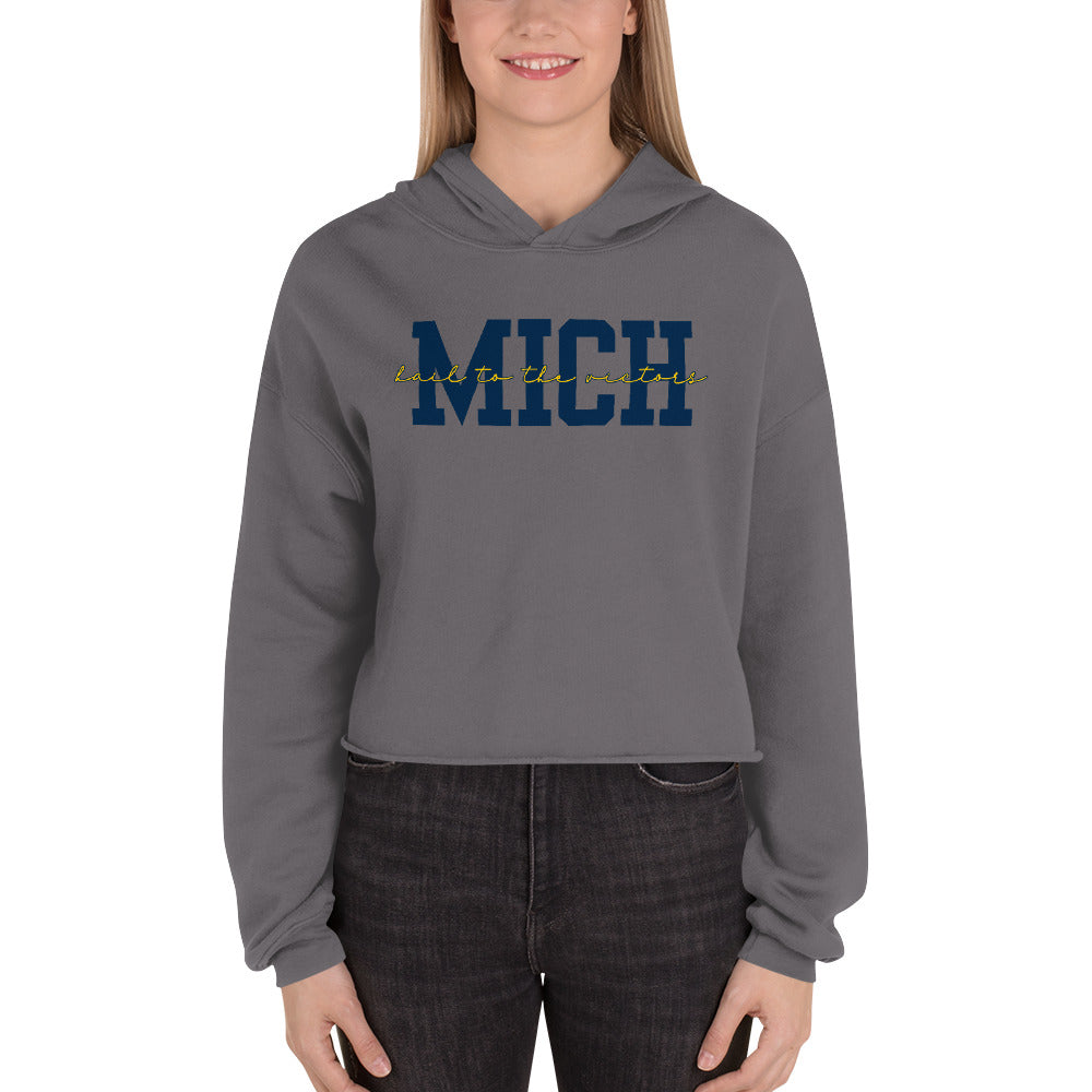 University of Michigan Blue "Hail" Crop Hoodie