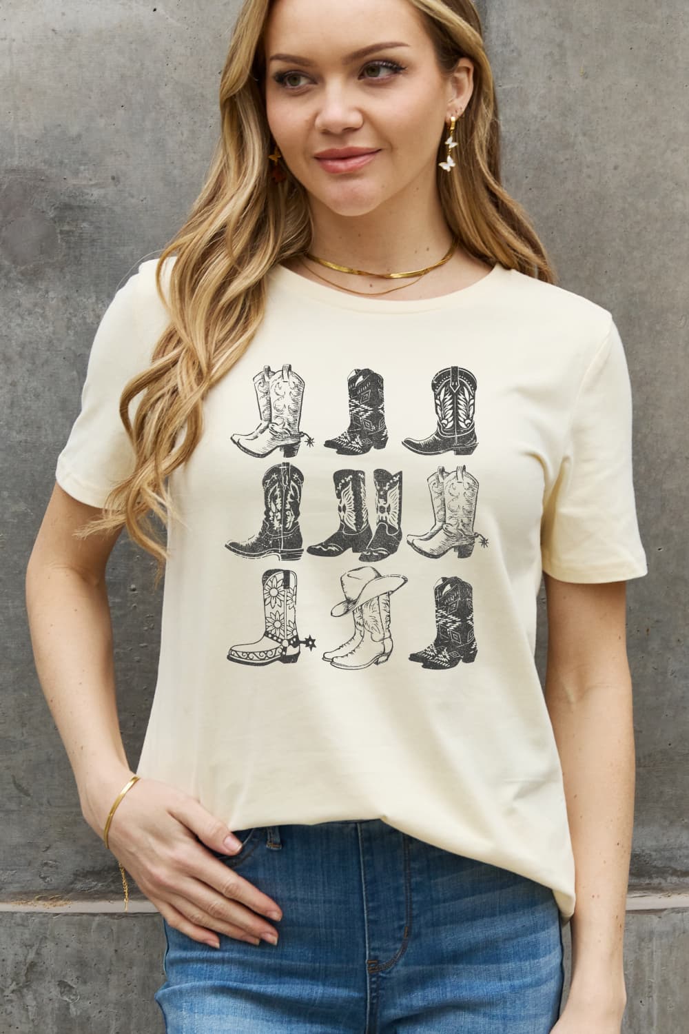 Cowboy Boots Full Size Graphic Cotton Tee