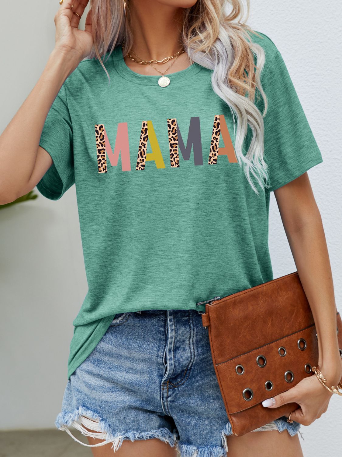 Mama Leopard Graphic Short Sleeve Tee