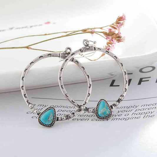 Artificial Turquoise Drop Hoop Earrings