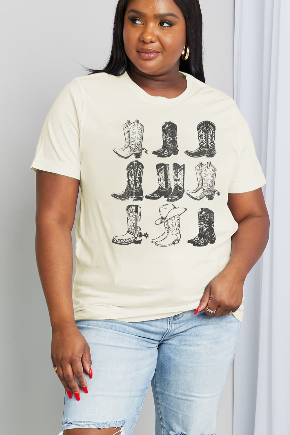 Cowboy Boots Full Size Graphic Cotton Tee