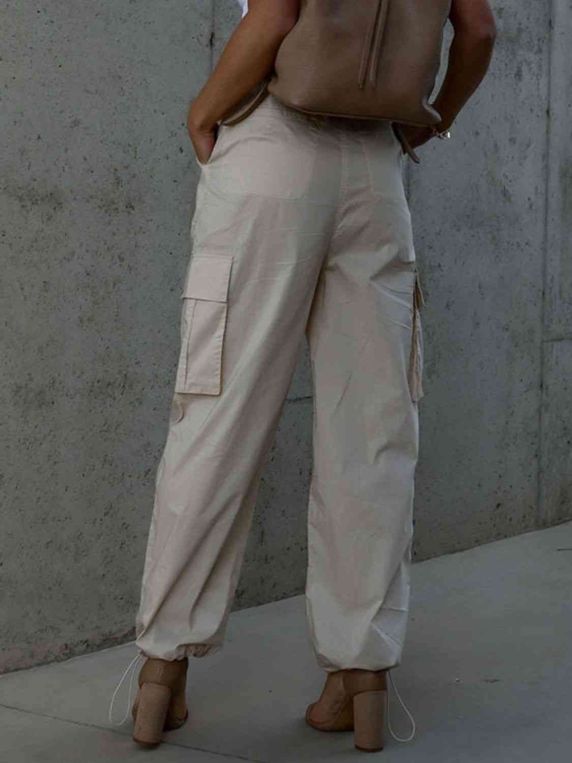 Drawstring Cargo Pants with Pockets