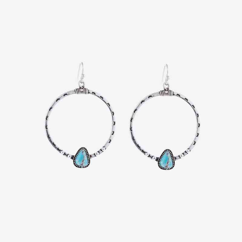 Artificial Turquoise Drop Hoop Earrings