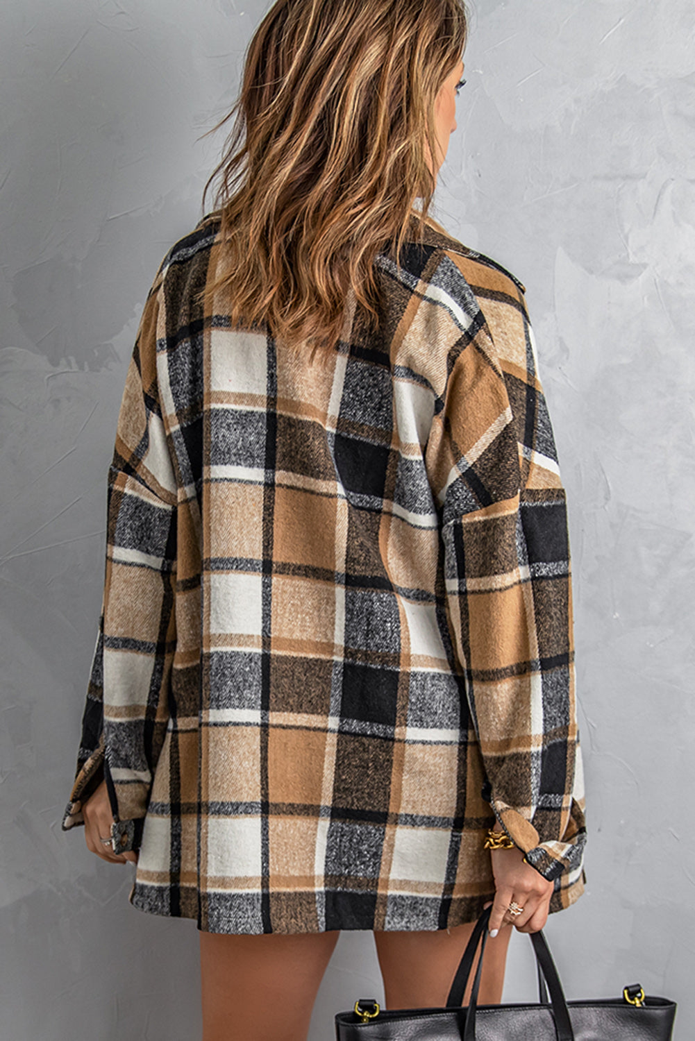 Plaid Dropped Shoulder Pocketed Shacket