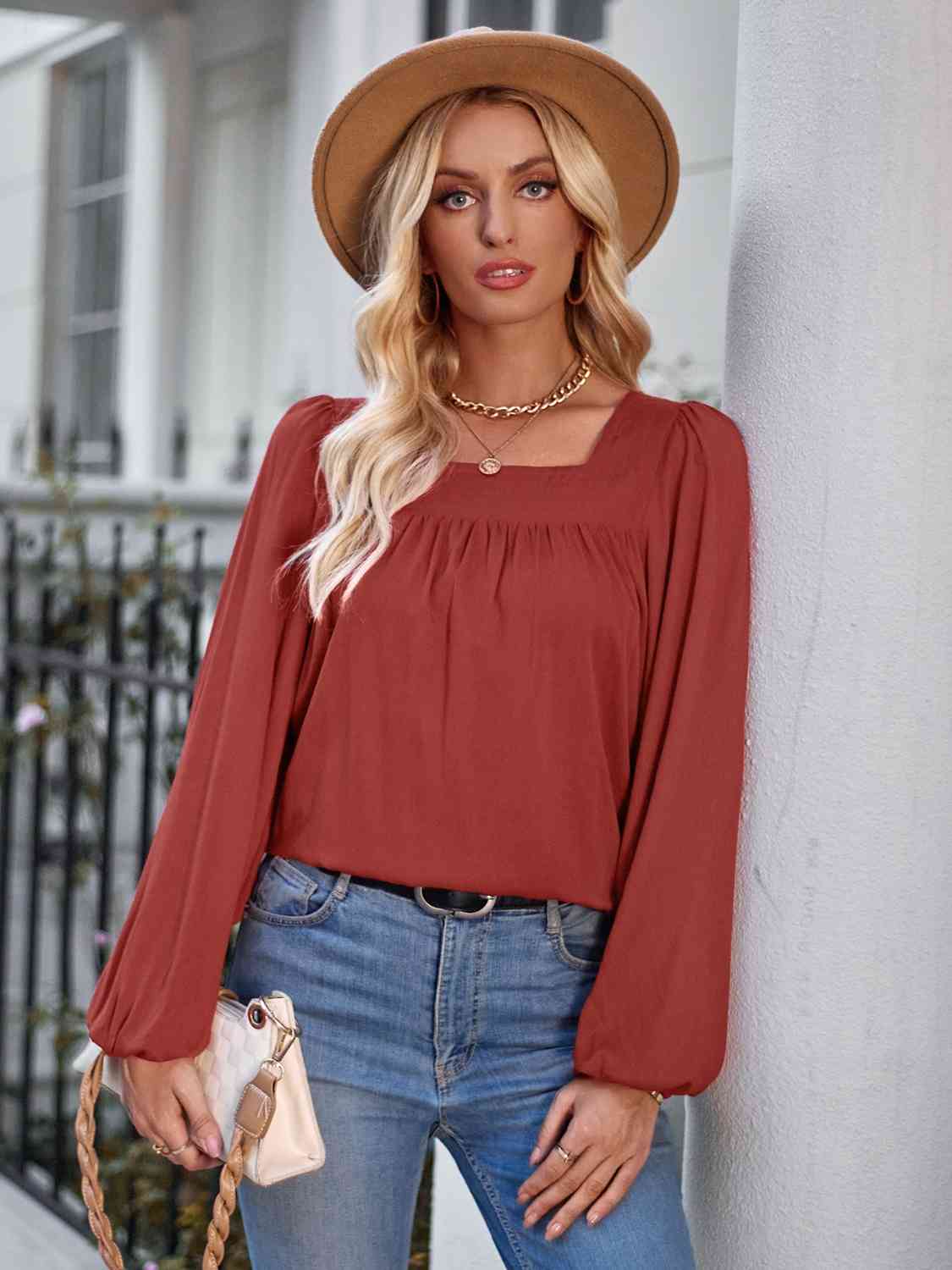 Square Neck Puff Sleeve Top