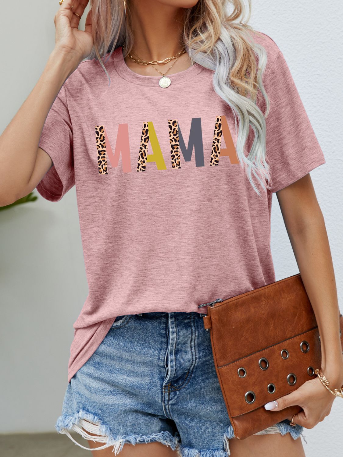 Mama Leopard Graphic Short Sleeve Tee