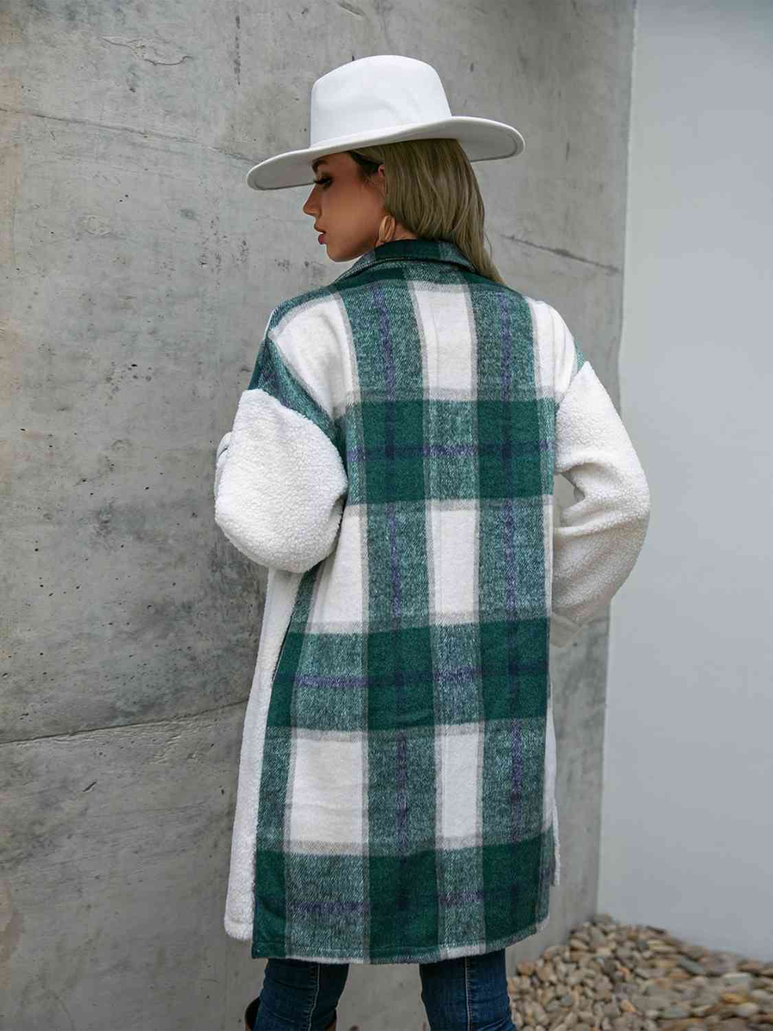 Plaid Dropped Shoulder Longline Coat