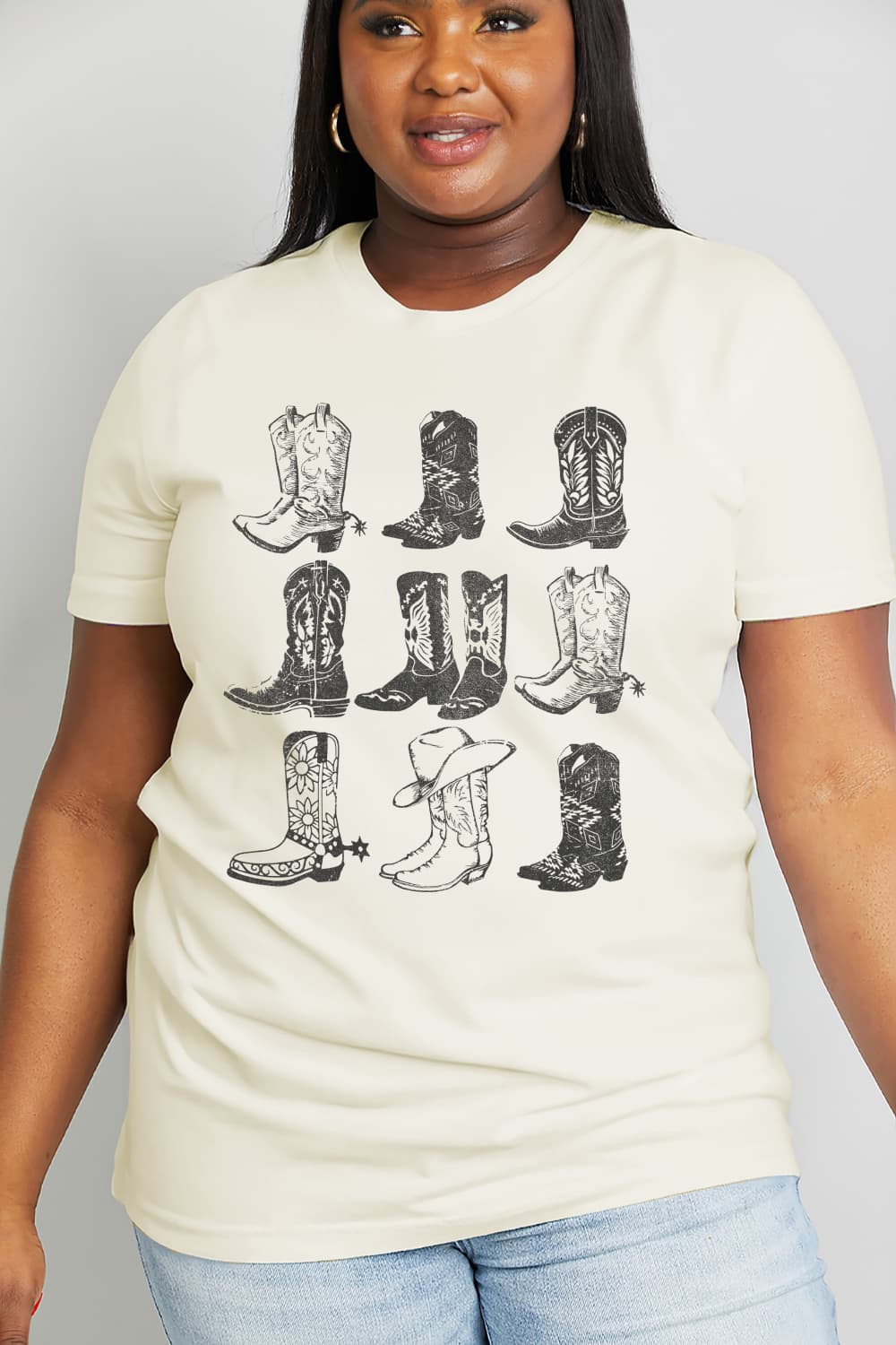 Cowboy Boots Full Size Graphic Cotton Tee