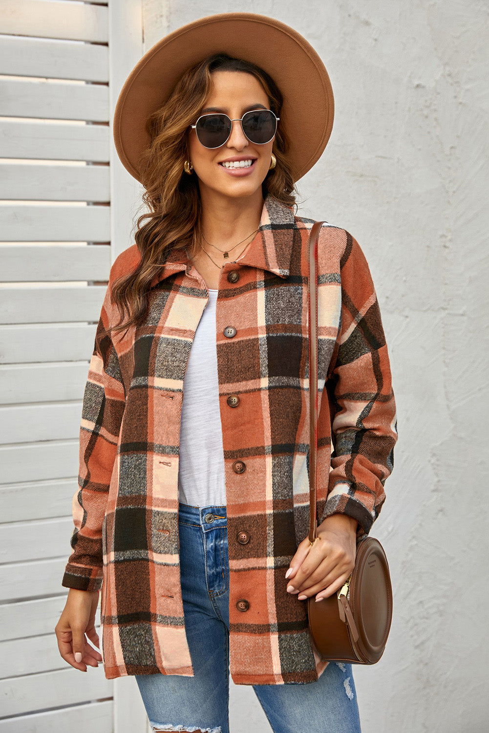 Plaid Dropped Shoulder Pocketed Shacket