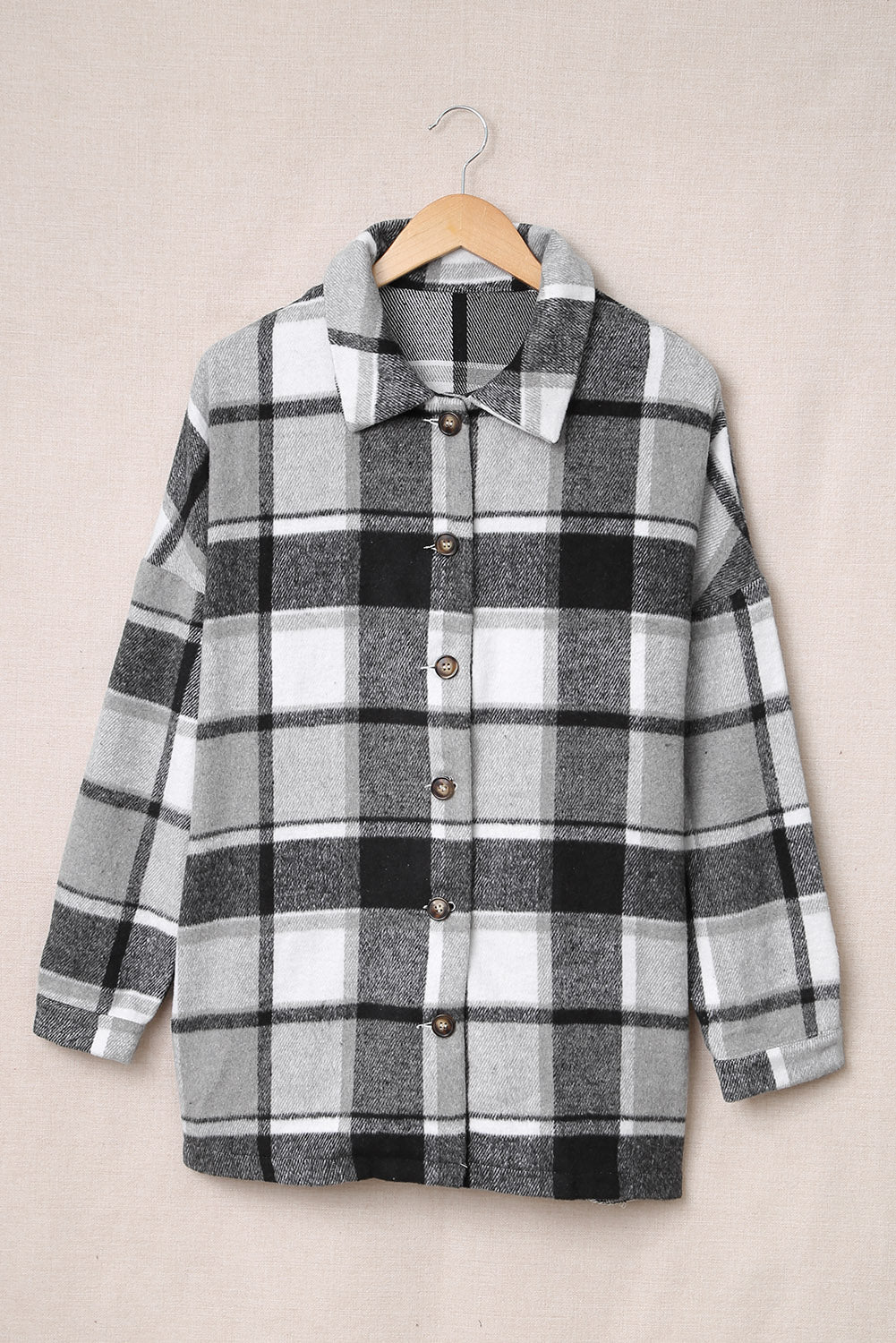 Plaid Dropped Shoulder Pocketed Shacket